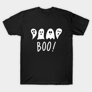 Halloween Ghosts Boo (White Text) T-Shirt